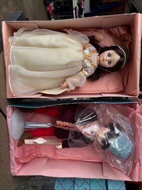 Madame Alexander Dolls with White Cream and Burgundy Outfits